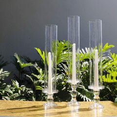 Borosilicate Glass Long Cylinder Tube Two Ends Opened Glass Candle Cover Tall Glass Candle Holder